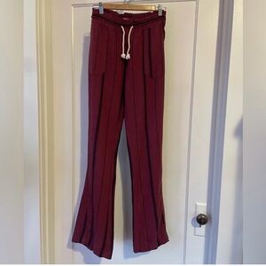 Roxy Maroon Striped Linen Pants